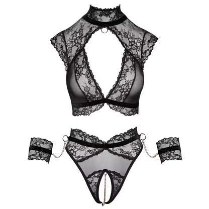 Spitzen-Set mit abnehmbaren Fesseln - erotikdessous