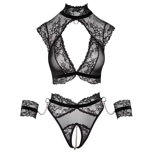 Spitzen-Set mit abnehmbaren Fesseln - erotikdessous